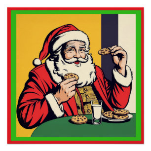 Weihnachtsmann genießt einen Snack Poster