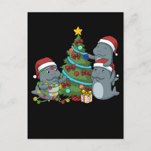 Weihnachtsmann Geschenk Weihnachtsbaum Manatee Postkarte