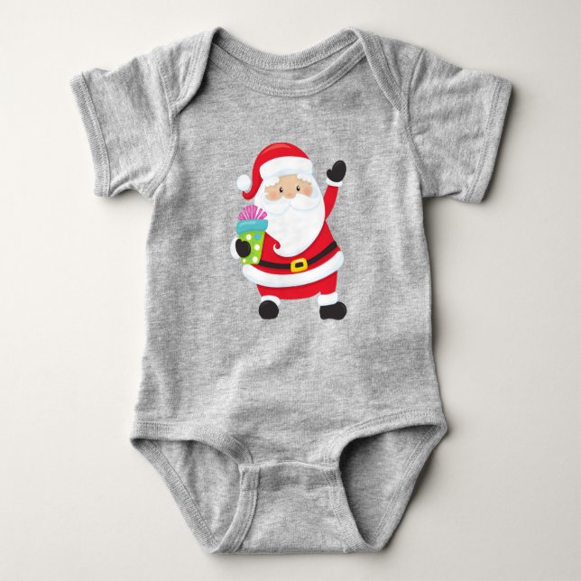Weihnachtsmann, Geschenke, Weihnachten, Weihnachte Baby Strampler (Vorderseite)