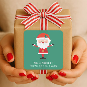 Weihnachtsmann-Geschenklabel   Weihnachtsgeschenk- Quadratischer Aufkleber