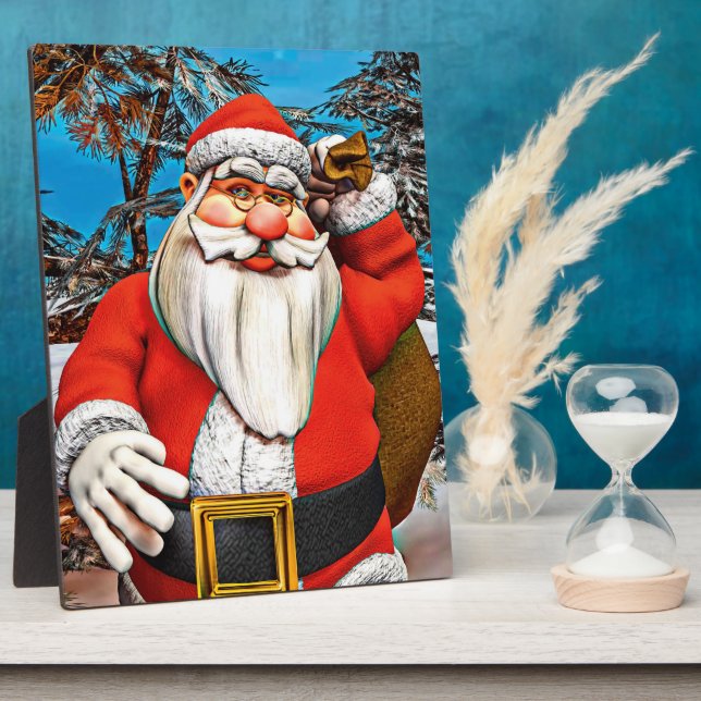 Weihnachtsmann-Geschenksack-Schneewald-Kunst Fotoplatte (Seite)