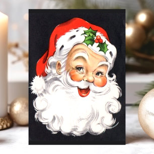 Weihnachtsmann-Gesicht im Vintage-Stil Feiertagspostkarte