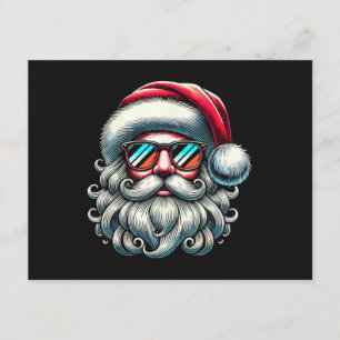 Weihnachtsmann-Gesicht Retro-Sonnenbrille Weihnach Begleitkarte