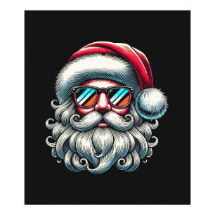 Weihnachtsmann-Gesicht Retro-Sonnenbrille Weihnach Fotodruck