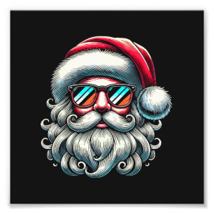 Weihnachtsmann-Gesicht Retro-Sonnenbrille Weihnach Fotodruck