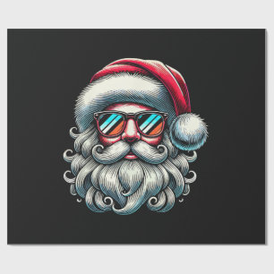 Weihnachtsmann-Gesicht Retro-Sonnenbrille Weihnach Geschenkpapier