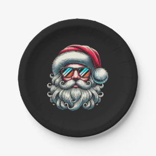 Weihnachtsmann-Gesicht Retro-Sonnenbrille Weihnach Pappteller