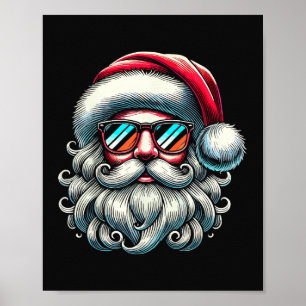Weihnachtsmann-Gesicht Retro-Sonnenbrille Weihnach Poster