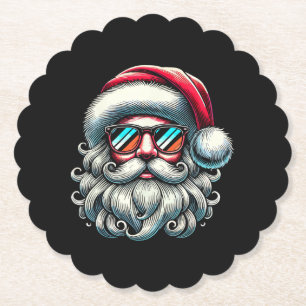 Weihnachtsmann-Gesicht Retro-Sonnenbrille Weihnach Untersetzer