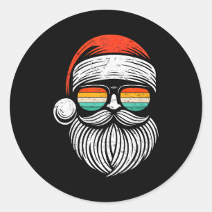 Weihnachtsmann-Gesicht Retro-Sonnenbrille Xmas Män Runder Aufkleber