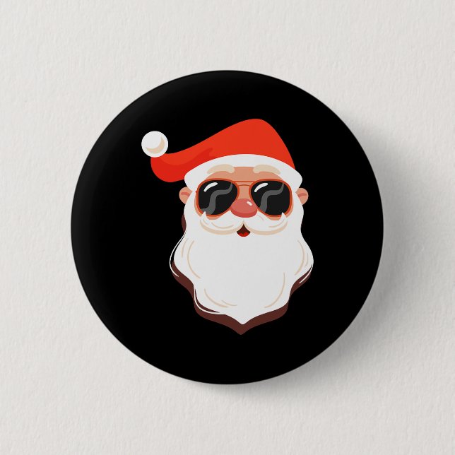 Weihnachtsmann Gesicht Sonnenbrille Mit Hut Bart S Button (Vorderseite)