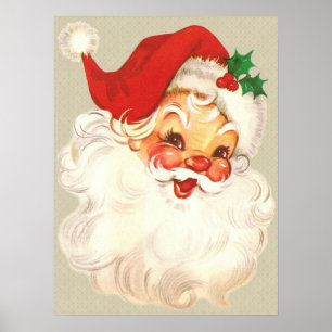 Weihnachtsmann-Gesicht Vintage Poster