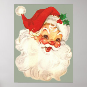 Weihnachtsmann-Gesicht Vintage Poster