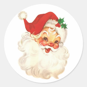 weihnachtsmann gesicht vintage runder aufkleber