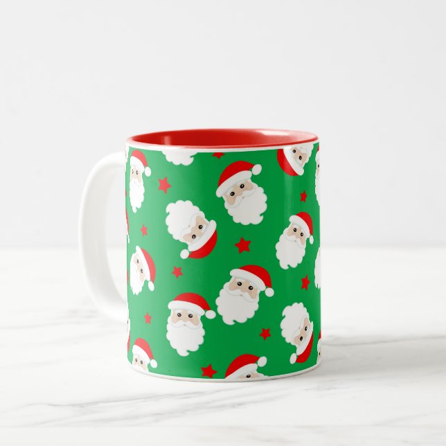 Weihnachtsmann-Gesichter Weihnachten Kaffeetasse X (Vorderseite Links)