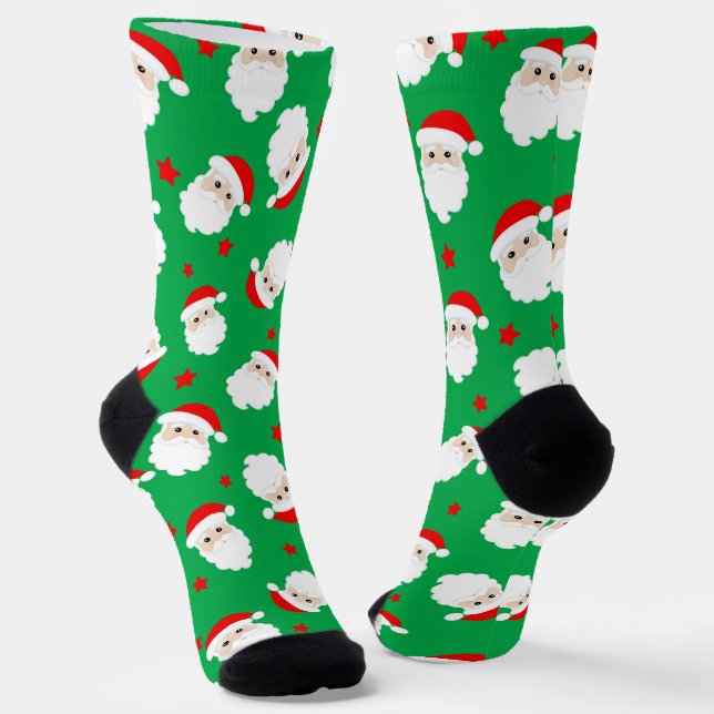 Weihnachtsmann-Gesichter Weihnachtsgeschenk bedruc Socken (Gewinkelt)