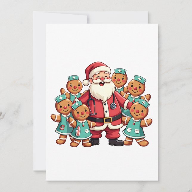 Weihnachtsmann Gingerbret Krankenpfleger Einladung (Vorderseite)