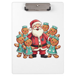 Weihnachtsmann Gingerbret Krankenpfleger Klemmbrett