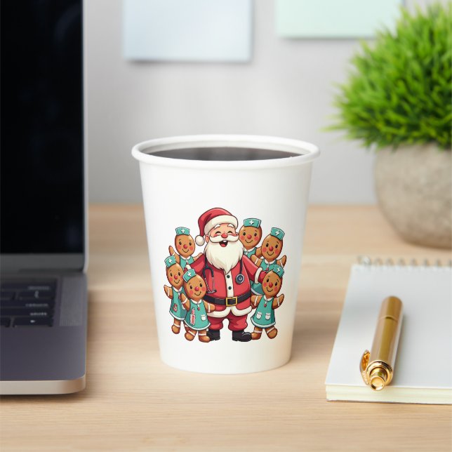 Weihnachtsmann Gingerbret Krankenpfleger Pappbecher (InSitu)