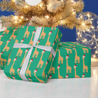 Weihnachtsmann-Giraffe Geschenkpapier