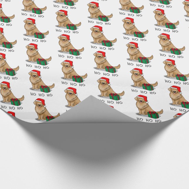 Weihnachtsmann Golden Retriever Dog Niedlich Geschenkpapier (Ecke)