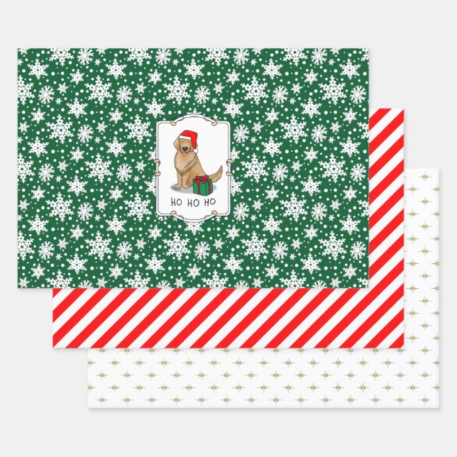 Weihnachtsmann Golden Retriever Dog Niedlich Geschenkpapier Set (Set)