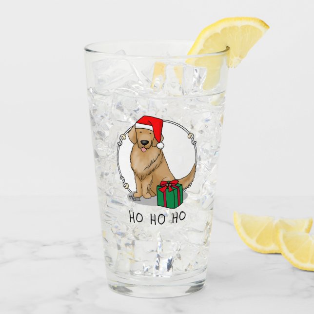 Weihnachtsmann Golden Retriever Dog Niedlich Glas (Rückseite Ice)
