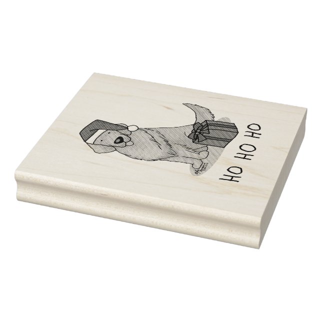 Weihnachtsmann Golden Retriever Dog Niedlich Gummistempel (Stempel)
