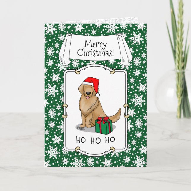 Weihnachtsmann Golden Retriever Dog Niedlich Karte (Vorderseite)