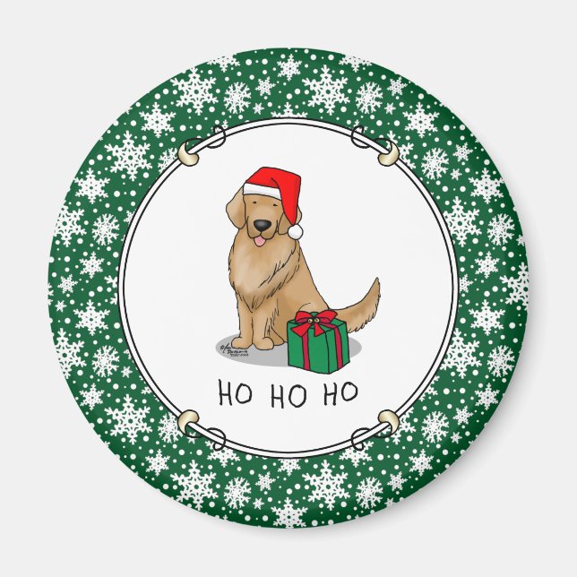 Weihnachtsmann Golden Retriever Dog Niedlich Magnet (Vorne)