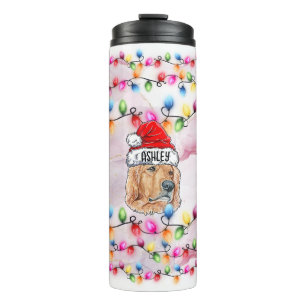 Weihnachtsmann Golden Retriever Hundekopf Thermosbecher