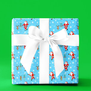 Weihnachtsmann Golf Pattern Geschenkpapier