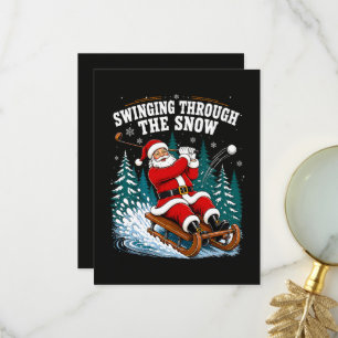 Weihnachtsmann Golfen Frohe Weihnachten Golfer Dankeskarte