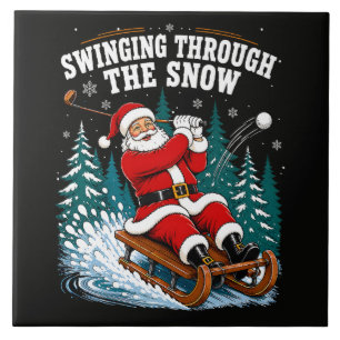 Weihnachtsmann Golfen Frohe Weihnachten Golfer Fliese