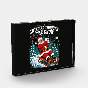 Weihnachtsmann Golfen Frohe Weihnachten Golfer Fotoblock