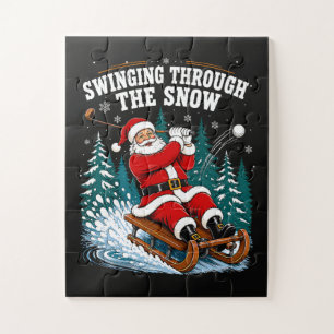 Weihnachtsmann Golfen Frohe Weihnachten Golfer Puzzle