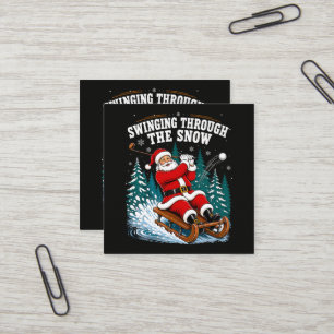 Weihnachtsmann Golfen Frohe Weihnachten Golfer Quadratische Visitenkarte