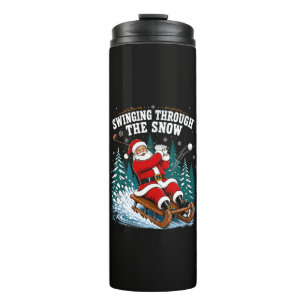 Weihnachtsmann Golfen Frohe Weihnachten Golfer Thermosbecher