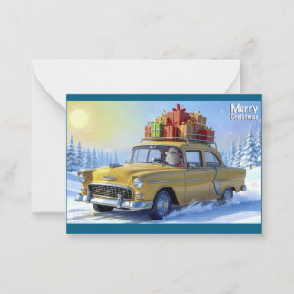 Weihnachtsmann-Grußkarte Oldtimer Mitteilungskarte