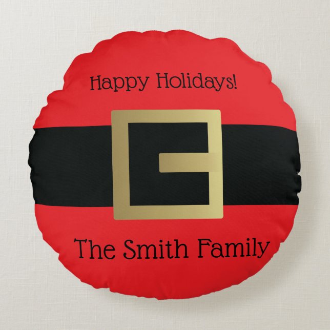 Weihnachtsmann-Gurt-Weihnachtsfeiertag Rundes Kissen (Vorderseite)