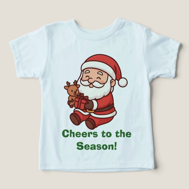 Weihnachtsmann hält Rentier-Spielzeug (Design Vorderseite)
