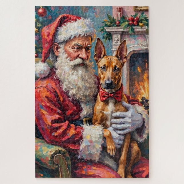 Weihnachtsmann hält Thai Ridgeback Weihnachtskunst Puzzle (Vertikal)