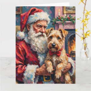 Weihnachtsmann hält Wheaten Terrier Christmas-Kuns Karte