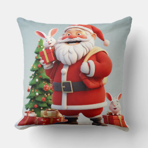 🎄 Weihnachtsmann-Hase-Feiertags-Haus-Gemütliche-S Kissen