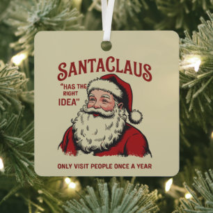 Weihnachtsmann hat die richtige Idee Lustiges Weih Ornament Aus Metall
