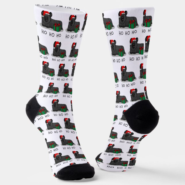 Weihnachtsmann Hat Skye Terrier (schwarz) Socken (Gewinkelt)