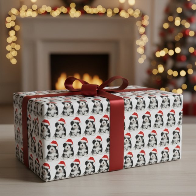 Weihnachtsmann Havanese Welppy Wrapping Paper Geschenkpapier (Christmas Santa Havanese Puppy Wrapping Paper)