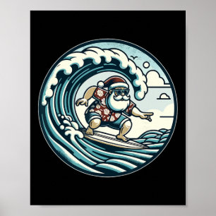 Weihnachtsmann Hawaiianisches Surfen Weihnachten A Poster