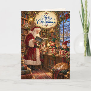 Weihnachtsmann-Heiligabend-Buchhandlungskarte Karte