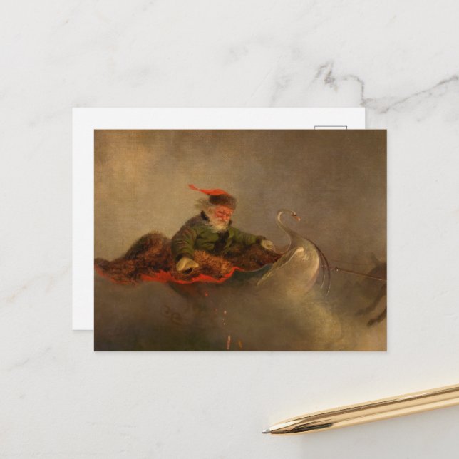 Weihnachtsmann, Heiligabend von William H. Beard Postkarte (Vorderseite/Rückseite Beispiel)